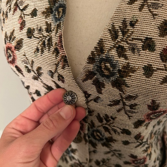 Vintage Floral Patterned Sleeveless vest Top 20% wool - Picture 5 of 8